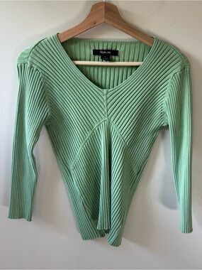 Style & Co. Light Green Silk V-Neck Top